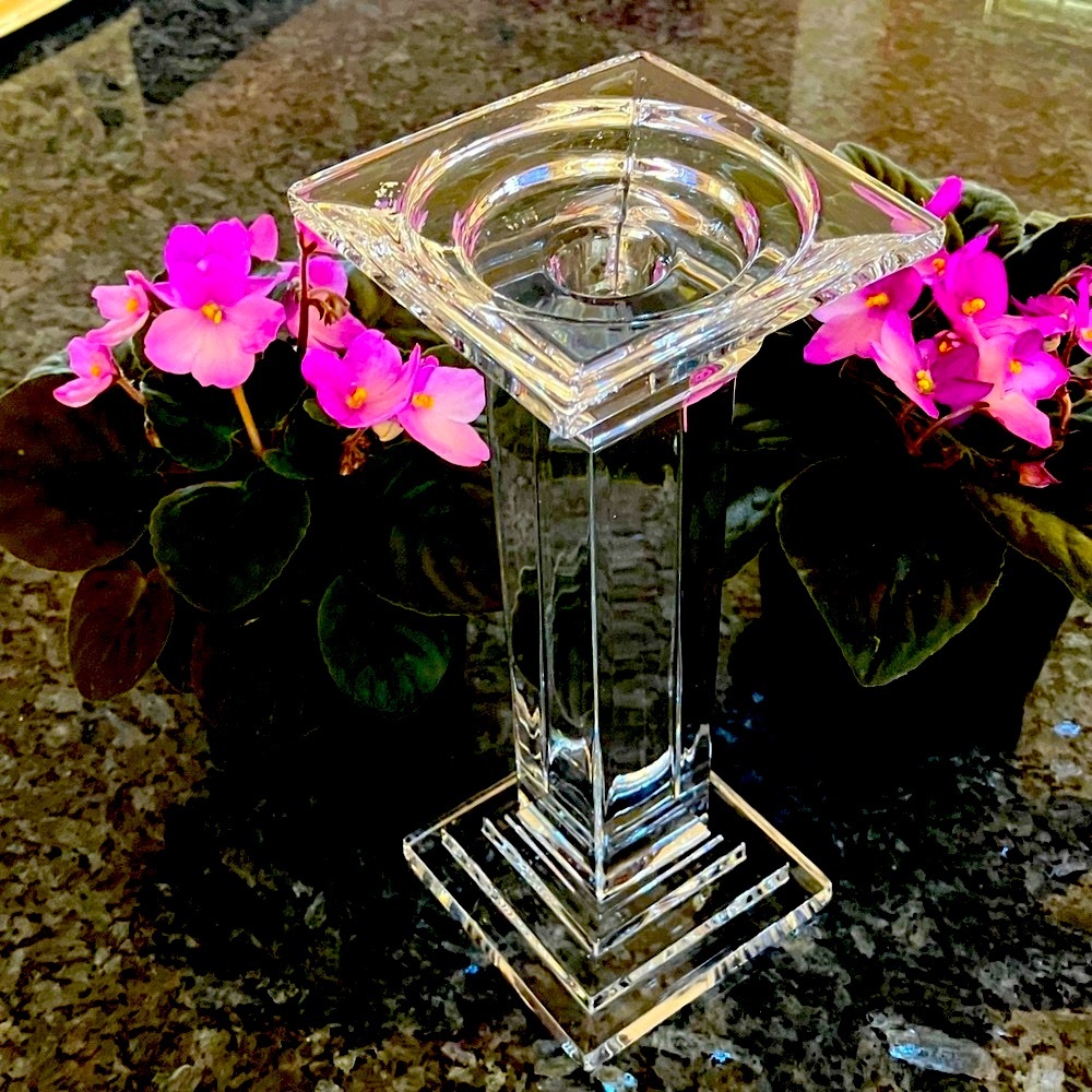 Crystal Glass Candlestick In Roman Pillar Architecture Classic Design